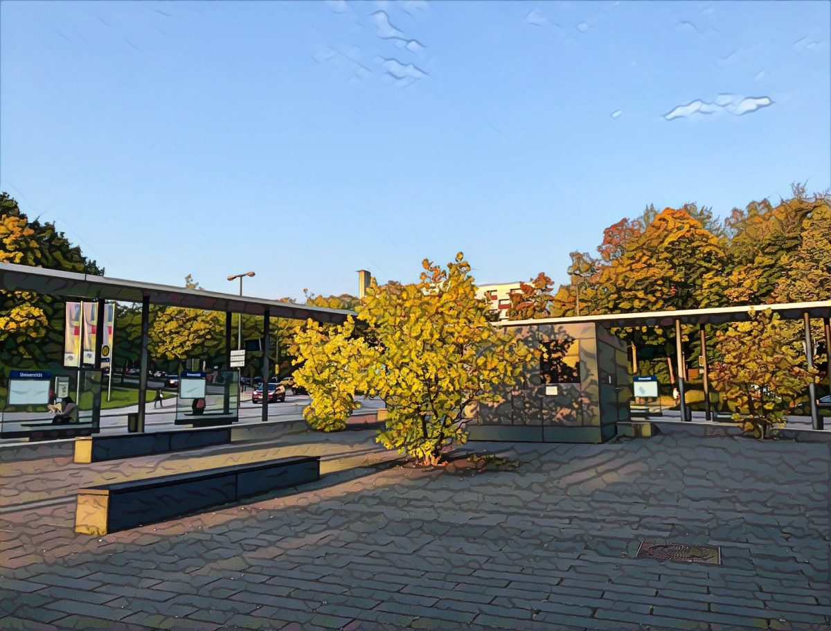 Foto eines Teils des Busbahnhofs der Universität Regensburg